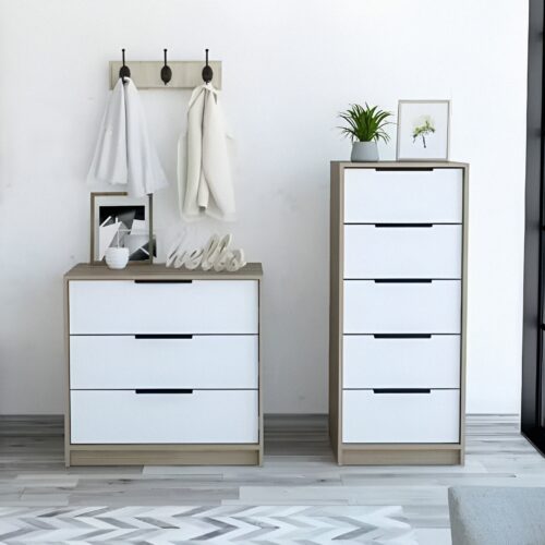 Combo Cómodas Luna 5 cajones 3 cajones