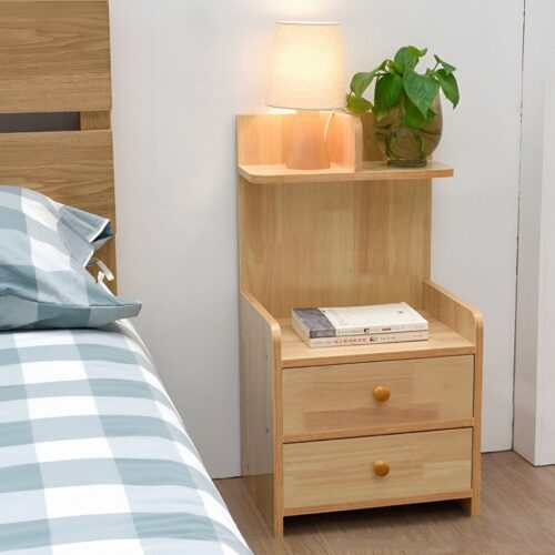 Mesa de noche Gandy 2 cajones y 2 repisas