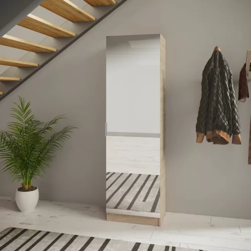 zapatera de 1 puerta con espejo y 5 divisiones es la solución perfecta para mantener tus zapatos organizados y lucir impecable al mismo tiempo.