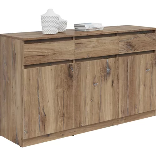 Comoda Preston 3 Cajones 3 Puertas 81cm - Roble