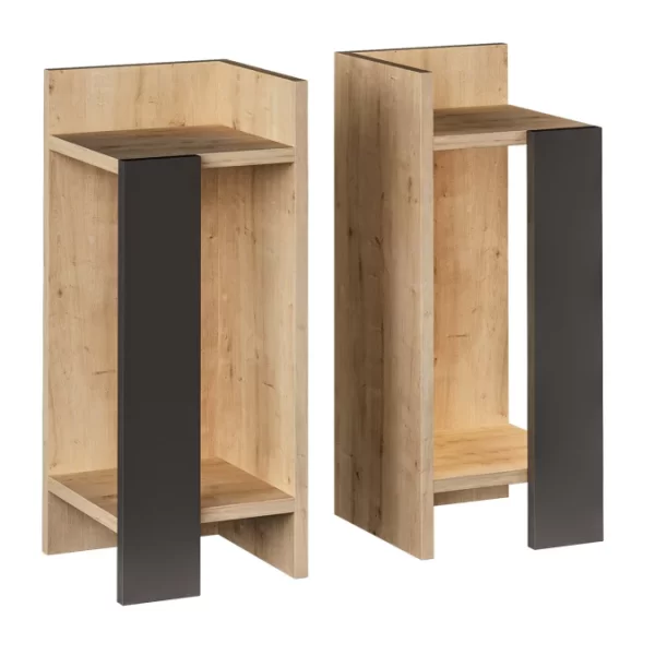 La mesa de noche con 2 repisas en color miel con negro es la opción ideal para quienes buscan un mueble que combine elegancia y funcionalidad aproveche la oferta.