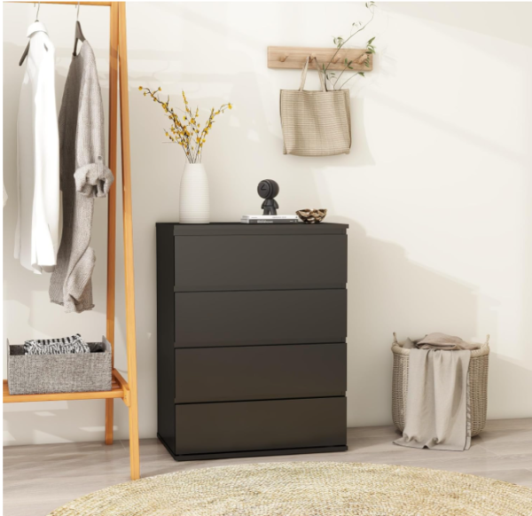 Cómoda de 4/5/6 cajones, moderna cómoda sin asa, armario alto de madera para almacenamiento, muebles de dormitorio para oficina en casa