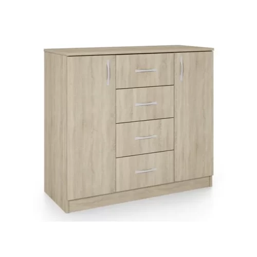 Cómoda Duma 4 Cajones 2 Puertas Roble