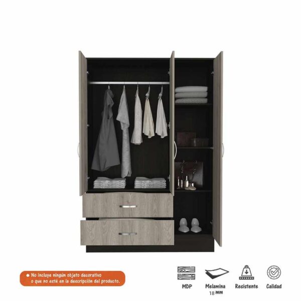 ropero de 3 puertas y 2 cajones es la opción perfecta para aquellos que buscan combinar estilo y funcionalidad en su dormitorio en oferta