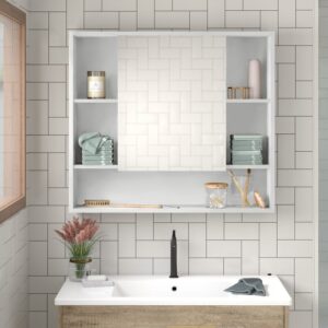 botiquín de superficie con espejo central y 7 estantes fijos es una inversión inteligente para cualquier hogar. No solo mejora la organización y funcionalidad de tu baño, sino que también añade un toque de elegancia y modernidad.