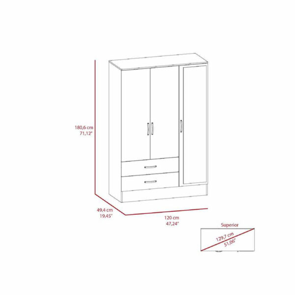 ropero de 3 puertas y 2 cajones es la opción perfecta para aquellos que buscan combinar estilo y funcionalidad en su dormitorio en oferta