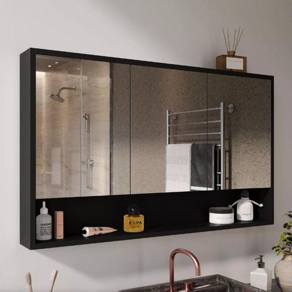 El gabinete de baño moderno en color negro es la solución perfecta para quienes buscan funcionalidad y estilo en un solo mueble. Con su diseño elegante, espejo incorporado y almacenamiento optimizado, este gabinete transformará tu baño en un espacio ordenado y estilizado aprovecha la oferta.