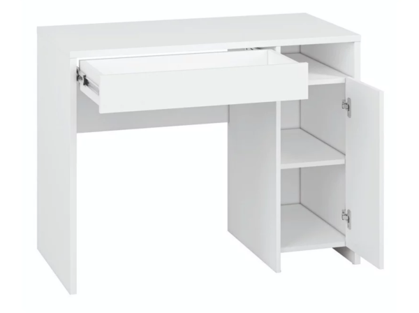 Aprovecha esta oferta de Este escritorio con 1 puerta abatible y un estante superior espacioso es la solución perfecta para quienes buscan un mueble que combine funcionalidad y estilo. Su elegante diseño en blanco, junto con el moderno diseño sin tiradores y el amplio estante superior, lo convierten en una pieza esencial para cualquier hogar u oficina.