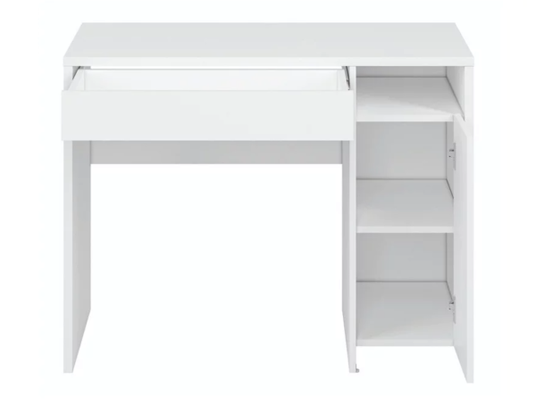 Aprovecha esta oferta de Este escritorio con 1 puerta abatible y un estante superior espacioso es la solución perfecta para quienes buscan un mueble que combine funcionalidad y estilo. Su elegante diseño en blanco, junto con el moderno diseño sin tiradores y el amplio estante superior, lo convierten en una pieza esencial para cualquier hogar u oficina.