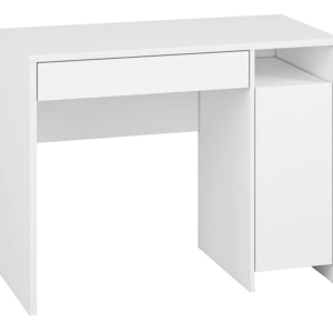 Aprovecha esta oferta de Este escritorio con 1 puerta abatible y un estante superior espacioso es la solución perfecta para quienes buscan un mueble que combine funcionalidad y estilo. Su elegante diseño en blanco, junto con el moderno diseño sin tiradores y el amplio estante superior, lo convierten en una pieza esencial para cualquier hogar u oficina.