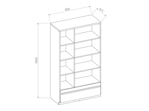 estante librero con 8 divisiones y 6 repisas espaciosas, diseñado con patas elegantes y sofisticadas, es la elección perfecta para quienes buscan una solución de almacenamiento elegante y funcional.