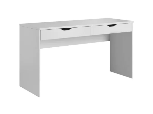 gran oferta de escritorio de oficina con dos cajones en color blanco es la opción ideal para quienes buscan un mueble funcional y elegante que se integre perfectamente en cualquier entorno de trabajo. Su diseño moderno sin tiradores, combinado con la amplia superficie de trabajo, lo convierte en un elemento imprescindible para maximizar la productividad