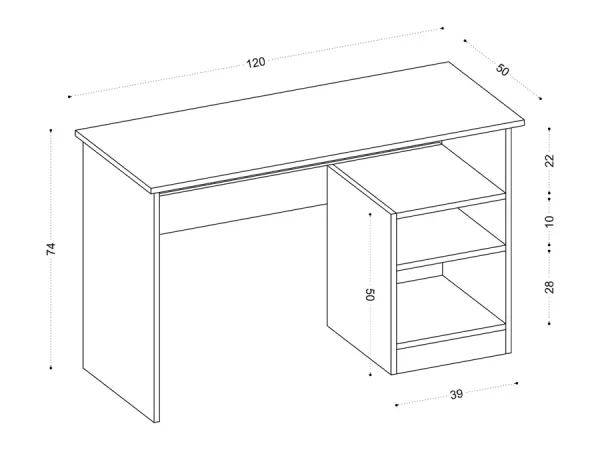 Aprovecha la oferta de Este escritorio con 3 estantes lateral izquierdo es la elección ideal para quienes necesitan un espacio de trabajo eficiente, organizado y con un diseño moderno. Su acabado en blanco aporta una estética limpia y versátil que se adapta a cualquier estilo decorativo, mientras que los dos estantes laterales ofrecen un almacenamiento adicional práctico y accesible.