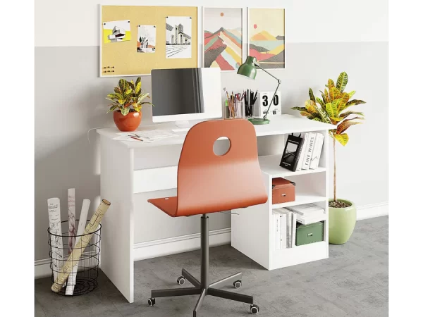 Aprovecha la oferta de Este escritorio con 3 estantes lateral izquierdo es la elección ideal para quienes necesitan un espacio de trabajo eficiente, organizado y con un diseño moderno. Su acabado en blanco aporta una estética limpia y versátil que se adapta a cualquier estilo decorativo, mientras que los dos estantes laterales ofrecen un almacenamiento adicional práctico y accesible.