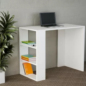 gran oferta con Este escritorio con 3 estantes lateral izquierdo es la elección ideal para quienes necesitan un espacio de trabajo eficiente, organizado y con un diseño moderno. Su acabado en blanco aporta una estética limpia y versátil que se adapta a cualquier estilo decorativo.