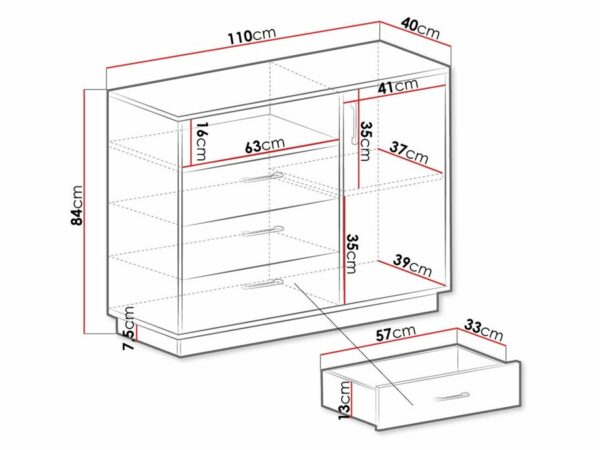 cómoda en color roble con 3 cajones, 1 puerta y 1 estante es la elección perfecta para quienes buscan una combinación de elegancia y funcionalidad. Con su diseño moderno, materiales de alta calidad y facilidad de montaje