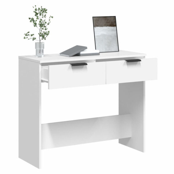 La mesa consola moderna en color blanco es la opción perfecta para quienes buscan un mueble que combine estilo y funcionalidad. Con su diseño elegante, materiales de alta calidad y 2 amplios cajones en oferta