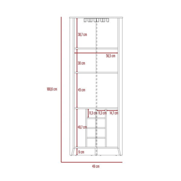 Este bar esquinero en color Roble Rovere es la solución perfecta para quienes buscan un mueble funcional y elegante que se adapte a cualquier rincón de su hogar. Su diseño moderno, junto con los materiales de alta calidad y su amplio espacio de almacenamiento, hacen de este bar una pieza imprescindible para los amantes del buen gusto y la organización.