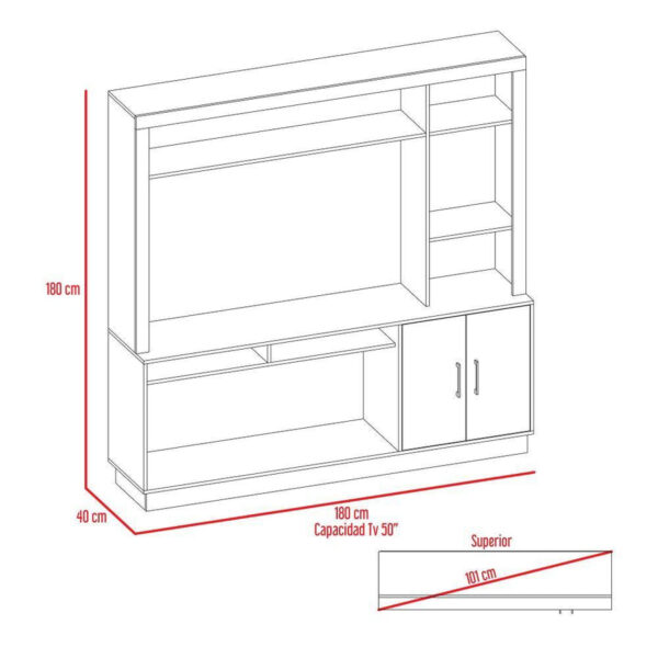 Aprovecha la oferta de Este centro de entretenimiento en color Rovere es la opción perfecta para quienes buscan un mueble que combine funcionalidad y estilo en su sala de estar. Su diseño moderno, combinado con la alta calidad de los materiales y acabados, lo convierte en una elección ideal para optimizar el espacio y organizar tus dispositivos electrónicos y otros objetos esenciales.