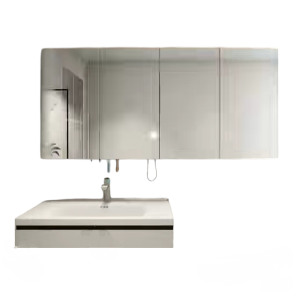 No te pierdas esta oferta de Este gabinete de baño con 4 puertas abatibles y espejos es la elección ideal para quienes buscan un mueble espacioso y funcional que también mejore la estética de su baño. Su diseño moderno en color blanco aporta un toque de elegancia y limpieza, mientras que las 10 divisiones internas permiten un almacenamiento organizado y eficiente.