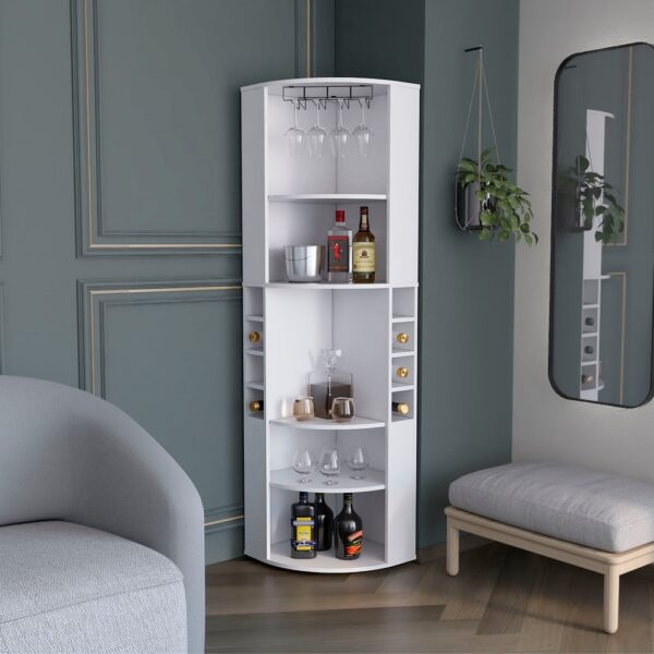 Aprovecha la oferta de Este bar esquinero en color Blanco es la solución perfecta para quienes buscan un mueble funcional y elegante que se adapte a cualquier rincón de su hogar. Su diseño moderno, junto con los materiales de alta calidad y su amplio espacio de almacenamiento, hacen de este bar una pieza imprescindible para los amantes del buen gusto y la organización.