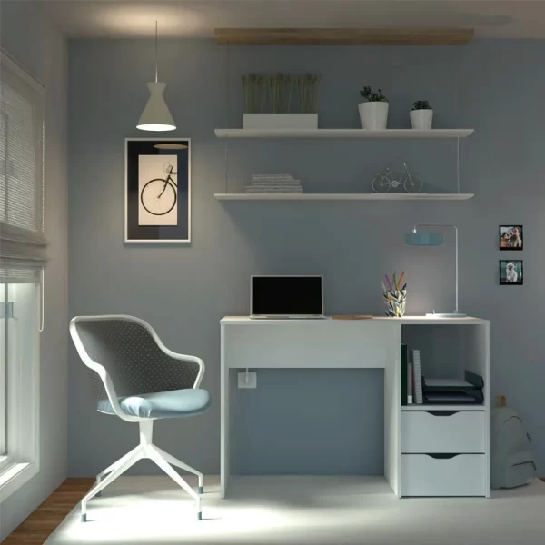 Aprovecha la oferta de esta mesa escritorio de oficina en color blanco es la combinación perfecta de elegancia, funcionalidad y durabilidad. Su diseño moderno, junto con los cajones con correderas telescópicas y el estante adicional, te ofrecen todo lo que necesitas para mantener tu espacio de trabajo organizado y productivo.