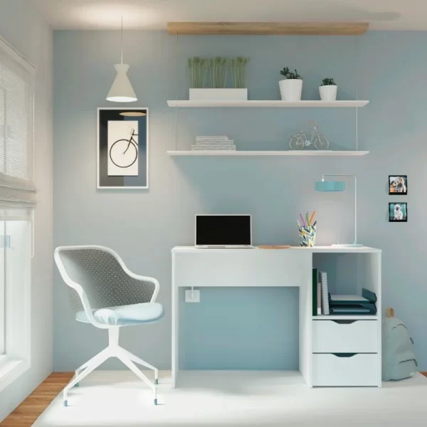 Aprovecha la oferta de esta mesa escritorio de oficina en color blanco es la combinación perfecta de elegancia, funcionalidad y durabilidad. Su diseño moderno, junto con los cajones con correderas telescópicas y el estante adicional, te ofrecen todo lo que necesitas para mantener tu espacio de trabajo organizado y productivo.