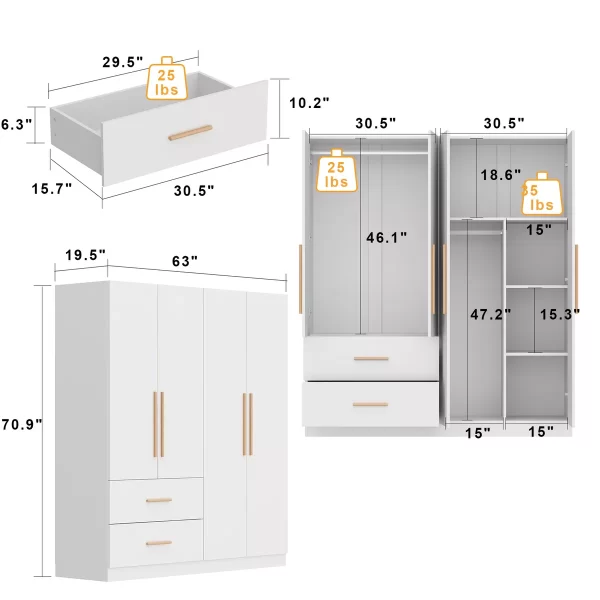 Este ropero moderno de 4 puertas abatibles y 2 cajones es la opción perfecta para quienes buscan un mueble que combine funcionalidad y elegancia aprovecha la oferta.