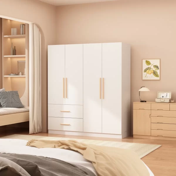 Este ropero moderno de 4 puertas abatibles y 2 cajones es la opción perfecta para quienes buscan un mueble que combine funcionalidad y elegancia aprovecha la oferta.