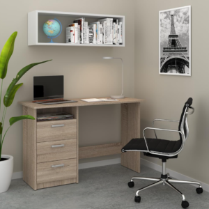 Aprovecha la super oferta La mesa escritorio de oficina en color roble es la combinación perfecta de elegancia, funcionalidad y durabilidad. Su diseño moderno, junto con los cajones con correderas telescópicas y una mesa amplia, te ofrecen todo lo que necesitas para mantener tu espacio de trabajo organizado y productivo.