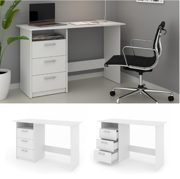 Aprovecha la super oferta de La mesa escritorio de oficina en color blanco es la combinación perfecta de elegancia, funcionalidad y durabilidad. Su diseño moderno, junto con los cajones con correderas telescópicas y una mesa amplia, te ofrecen todo lo que necesitas para mantener tu espacio de trabajo organizado y productivo.