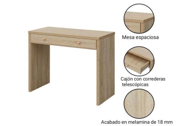 Aprovecha la oferta de La mesa consola en color roble con un amplio cajón y tiradores de madera es la elección perfecta para quienes buscan un mueble que combine diseño, funcionalidad y calidad. Sus medidas de 76 cm de alto, 91 cm de ancho y 40 cm de profundidad la hacen ideal para adaptarse a cualquier espacio, desde la entrada de tu hogar hasta la sala de estar o el dormitorio.