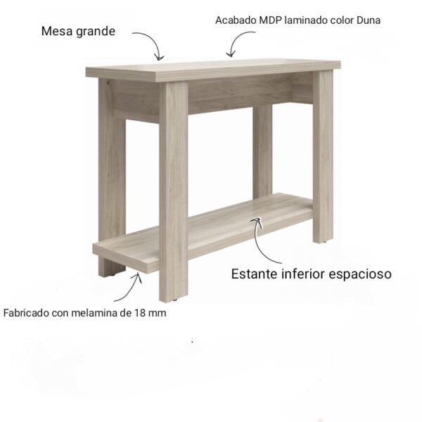 AliMueblesjyl los mejores muebles del peru Aprovecha la oferta de La mesa consola con estante inferior en color duna es la pieza perfecta para añadir un toque de estilo y funcionalidad a cualquier espacio de tu hogar. Su diseño moderno, junto con el amplio estante inferior, ofrece una solución práctica para aquellos que buscan un mueble versátil que optimice el espacio y al mismo tiempo sirva como elemento decorativo.