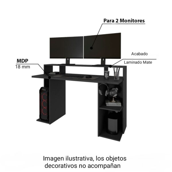 AliMueblesjyl los mejores muebles del peru Aprovecha la oferta de El escritorio gamer moderno en color negro es una opción excelente para quienes buscan un mueble funcional, elegante y optimizado para el rendimiento en juegos o trabajo. Sus 6 divisiones frontales, con 3 estantes superiores, ofrecen espacio de almacenamiento y organización para todo tipo de dispositivos y accesorios.