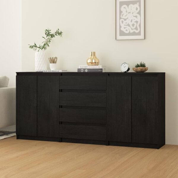 Aparador Moderno de 4 Cajones en Color Negro Roble: Elegancia y Funcionalidad en un Solo Mueble Renueva tu sala con nuestro hermoso Aparador recibidor. El cual combina su estilo con la que hoy en día todos buscamos. Podrás decorarlo de una manera que tu habitación luzca extremadamente bien.