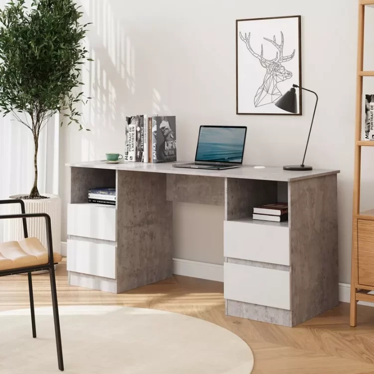 Escritorio Floren 4 Cajones 2 Estantes 140cm