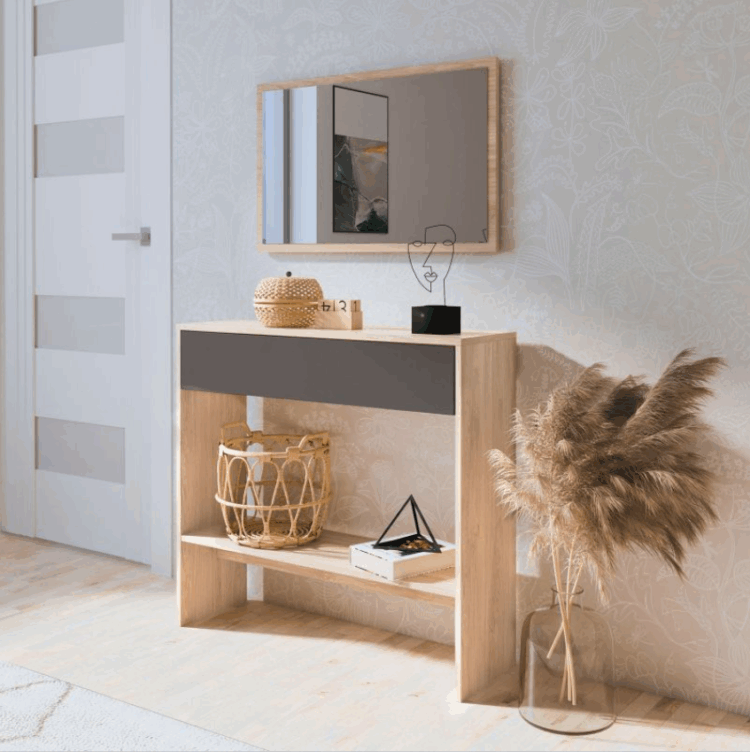"Mesa Recibidor Moderna: Estilo y Funcionalidad con Melamina de Alta Calidad" Enriquece tu hogar con nuestra Mesa Consola Moderna, una pieza versátil y elegante que combina a la perfección estilo contemporáneo con funcionalidad excepcional. Con medidas precisas de 91 cm de ancho, 28 cm de fondo y 85 cm de alto, esta mesa consola está diseñada para adaptarse a cualquier espacio, desde salones hasta pasillos y entradas.