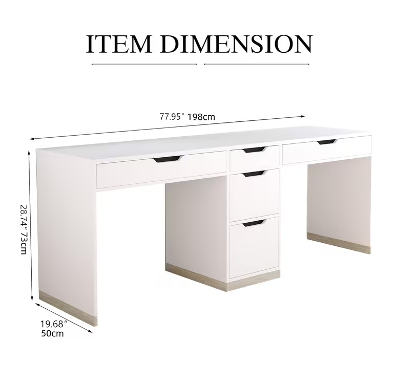 Escritorio Dewar 5 Cajones Color Blanco 190X73cm - Imagen 6