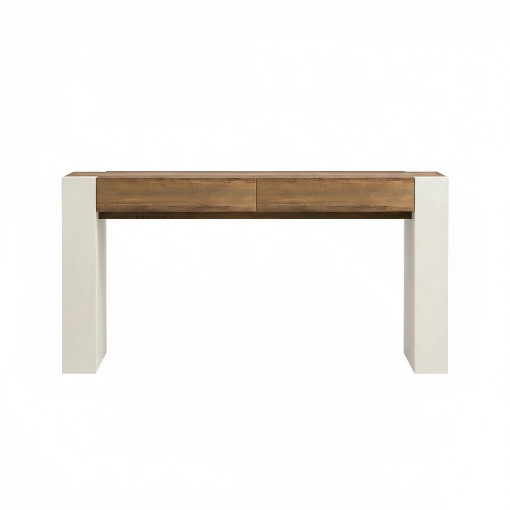 APARADOR RECIBIDOR LEWES 2 CAJONES ROBLE BLANCO 160X85CM - Imagen 6
