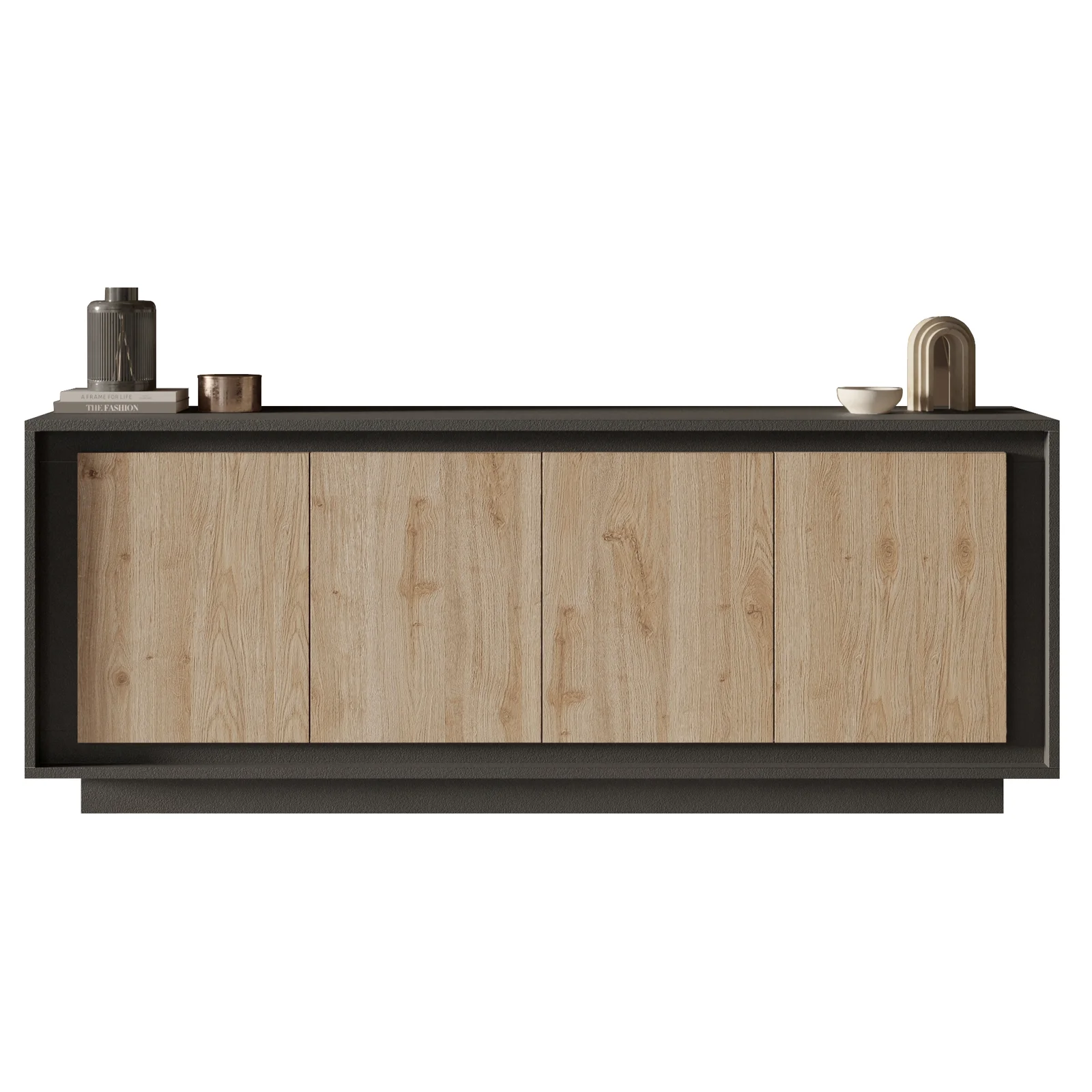 APARADOR MILORD 4 PUERTAS ESTANTES GRAFITO ROBLE 205CM - Imagen 5