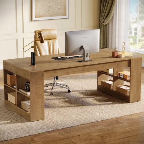 Escritorio Ejecutivo de Oficina Moderna en Color Roble: Organización y Estilo para tu Espacio de Trabajo. La mesa escritorio de oficina en color roble es la solución perfecta para quienes buscan combinar estilo moderno y funcionalidad en su espacio de trabajo. Con dimensiones de 75 cm de alto, 180 cm de ancho y 80 cm de profundidad, esta mesa ha sido diseñada para ofrecer un amplio espacio de trabajo y almacenamiento, permitiéndote mantener todo lo esencial al alcance de la mano mientras disfrutas de un entorno organizado y elegante. Fabricada en melamina de alta calidad de 18 mm, esta mesa no solo garantiza durabilidad, sino también una estética impecable que se adapta a cualquier tipo de oficina.