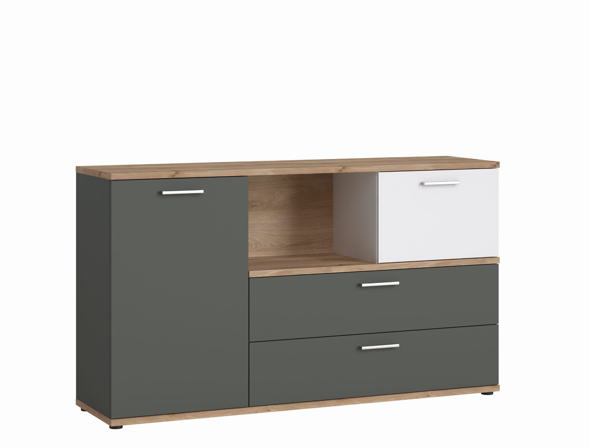 COMODA DOWEL 2 CAJONES 2 PUERTAS GRAFITO ROBLE 150CM - Imagen 2