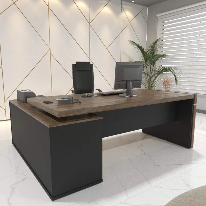 ESCRITORIO EJECUTIVO EN L GOREY DE OFICINA CON GABINETE 202CM - Imagen 2