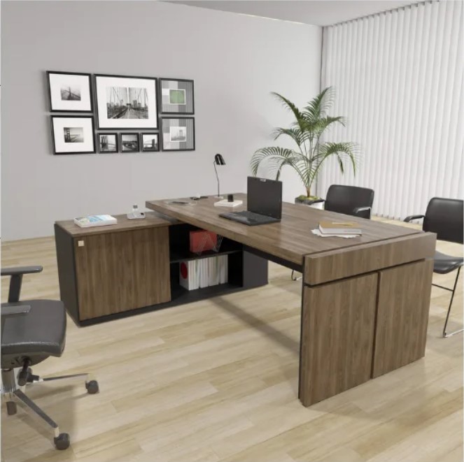 ESCRITORIO EJECUTIVO EN L GOREY DE OFICINA CON GABINETE 202CM - Imagen 4