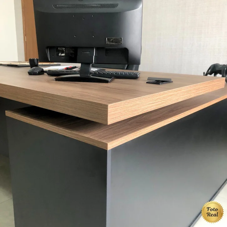 ESCRITORIO EJECUTIVO EN L GOREY DE OFICINA CON GABINETE ROBLE 202CM - Imagen 4