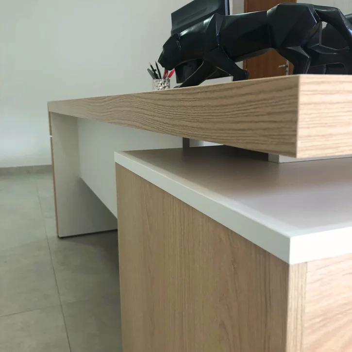 ESCRITORIO EJECUTIVO EN L GOREY DE OFICINA ROBLE BLANCO 202CM - Imagen 5