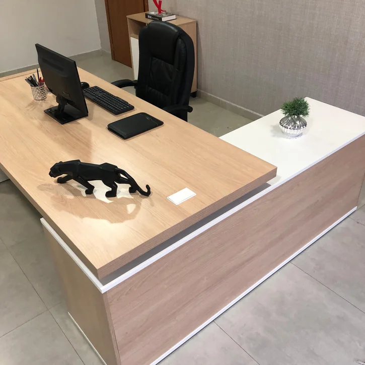 ESCRITORIO EJECUTIVO EN L GOREY DE OFICINA ROBLE BLANCO 202CM - Imagen 3