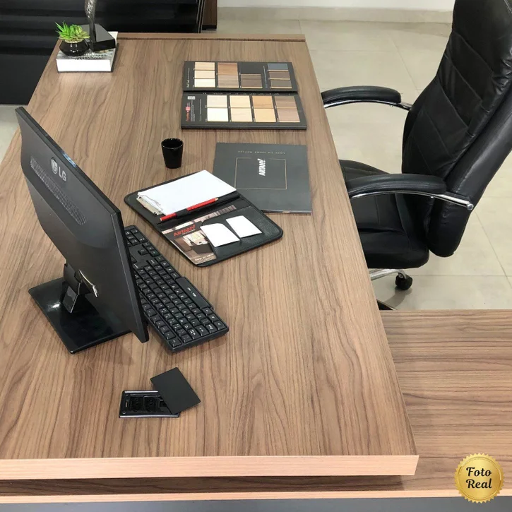 ESCRITORIO EJECUTIVO EN L GOREY DE OFICINA CON GABINETE ROBLE 202CM - Imagen 3