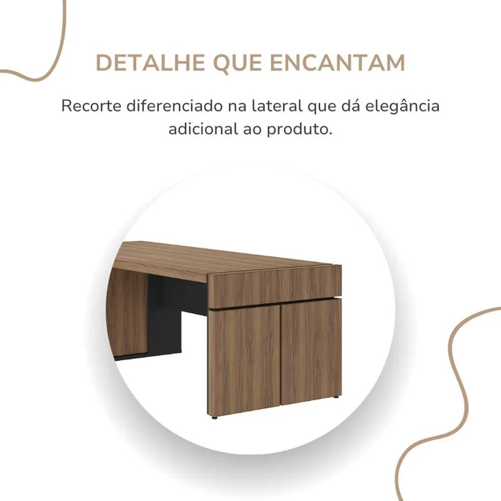ESCRITORIO EJECUTIVO EN L GOREY DE OFICINA CON GABINETE ROBLE 202CM - Imagen 8