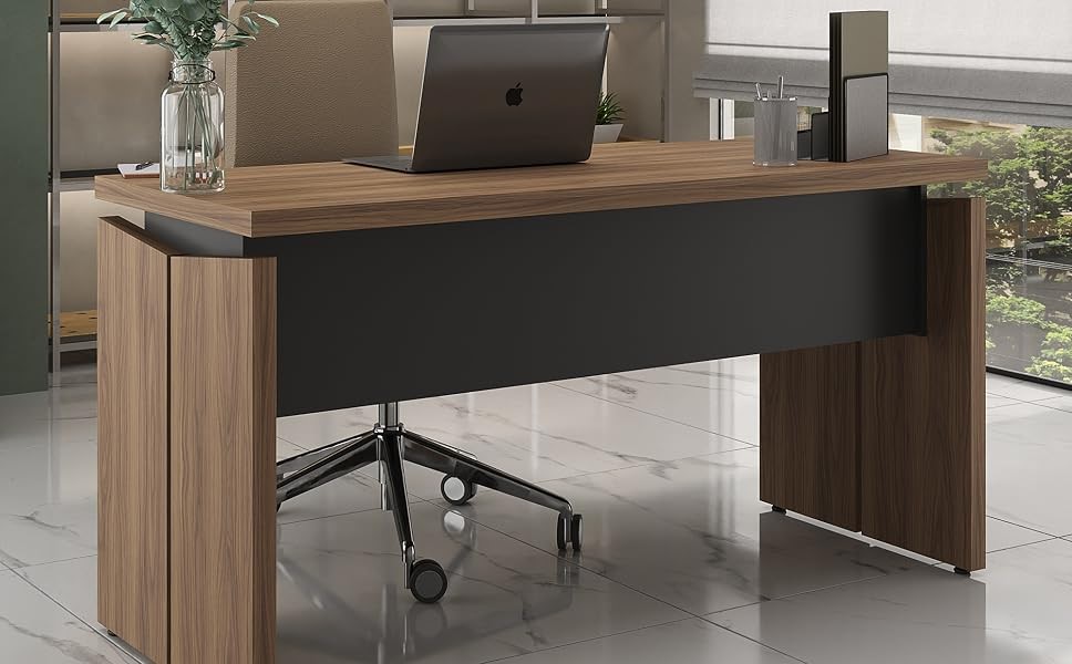 ESCRITORIO EJECUTIVO ALESSE CEDRO Y NEGRO 145CM - Imagen 6